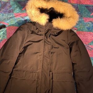 Uniqlo Black Puffer Jacket with Fur Hood